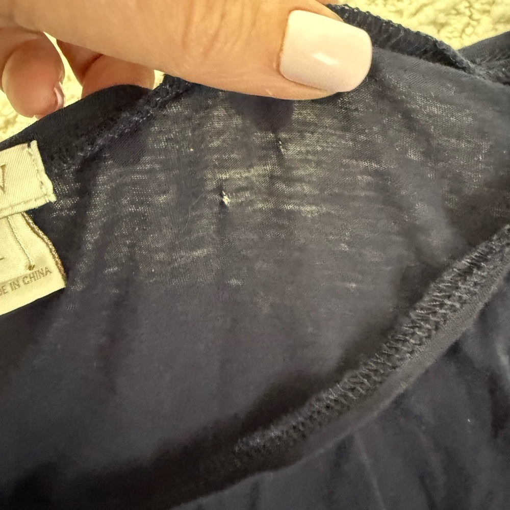 J.Crew Women’s XL Navy Lace Front Long Sleeve Cotton Top - Picture 3 of 7